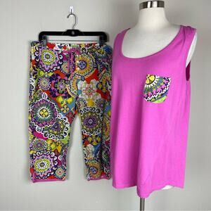 Vera Bradley Pink Paisley Floral Pajama Set Large
